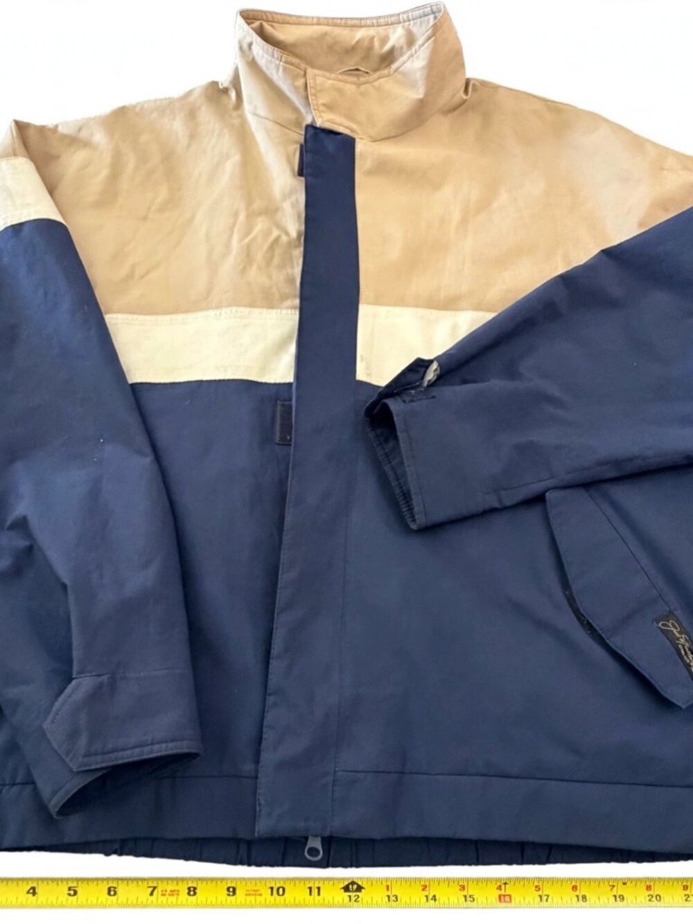 Jack Nicklaus GORE-TEX Windbreaker Mens XL Navy Tan Colorblock Rain Jacket Golf
